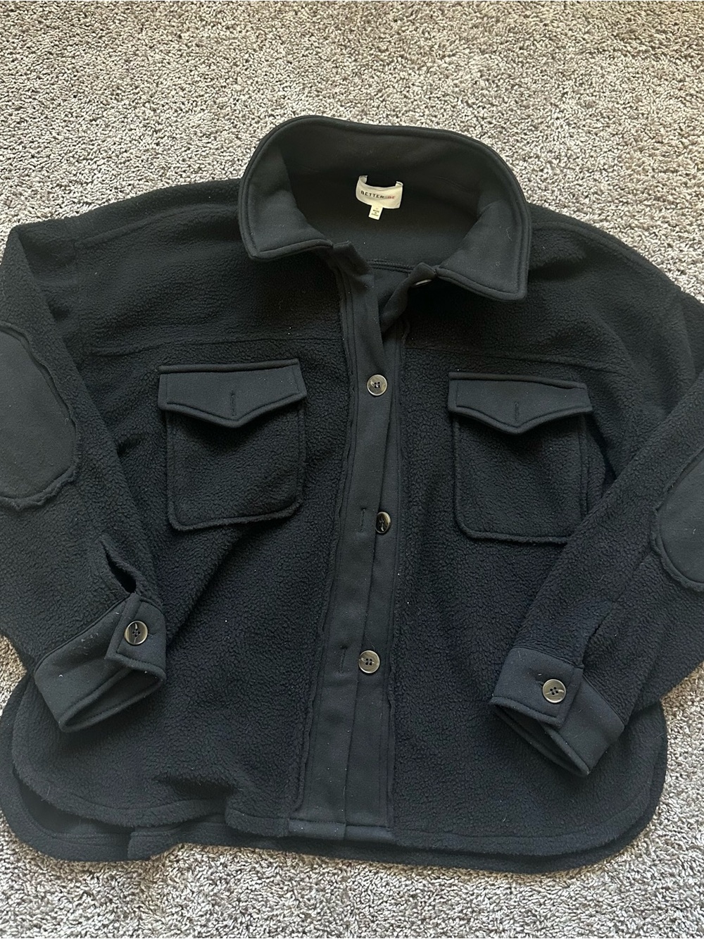 Better Be Black Lightweight Fleece Shirt Jacket